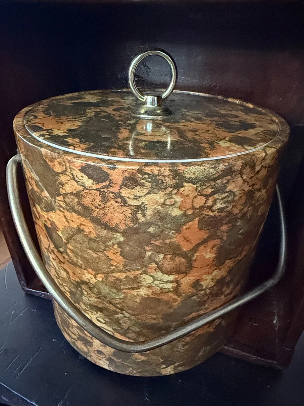 Vintage Mid Century Modern Wine cooler/Ice Bucket Orange and Brown